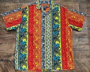 Vintage Chaps Ralph Lauren Mens XL Paisley Floral Multicolored Camp Shirt